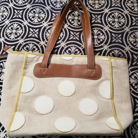 Fossil Polka Dot Canvas Tote - Picture 4 of 16